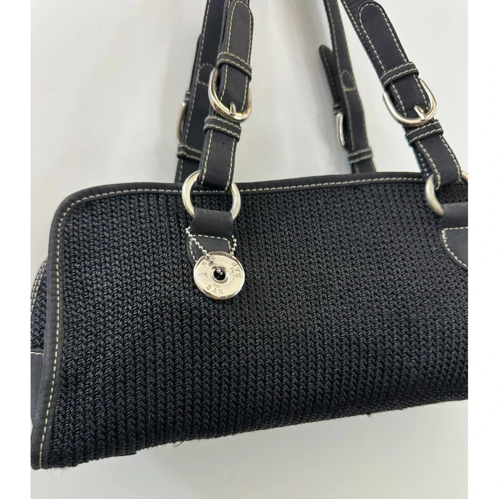 The Sak Black Crochet Shoulder Bag Silver Tone Hardware Woven Handbag Y2K Boho